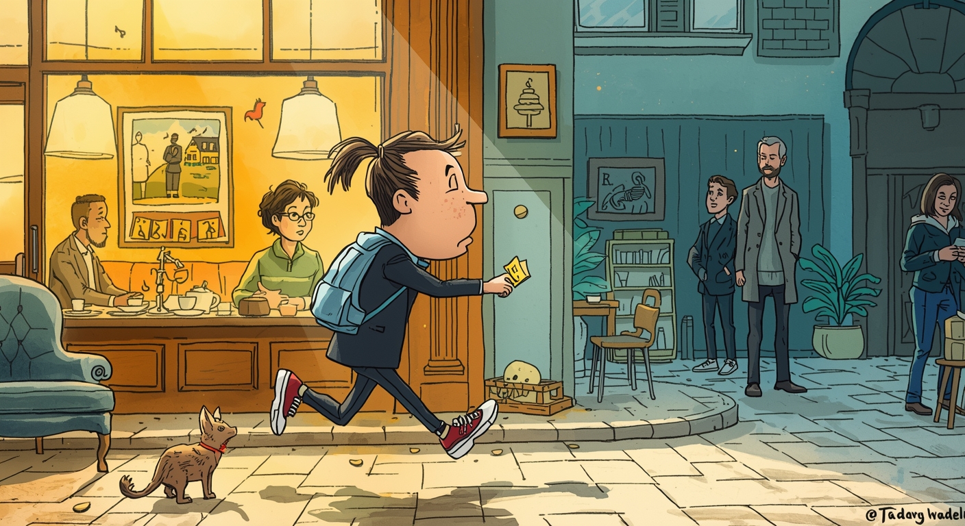 A small whistle clipped to a trainer raises a tiny yellow card as its owner stops mid-stride on a busy street to look down at a loose shoelace.